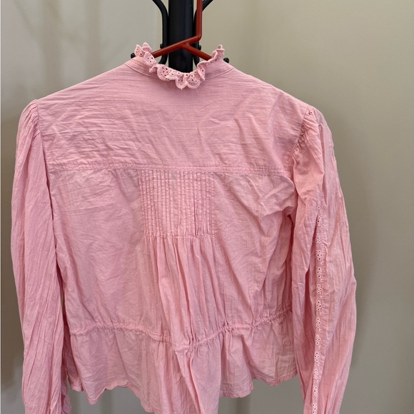 Free People Best of Me Lace Tie Waist Shirt in Mellow Rose - Picture 3 of 4